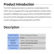 CH347T Development Board Module USB2.0 High Speed USB to UART / I2C / SPI / JTAG / GPIO Open Source USB-HS-Bridge