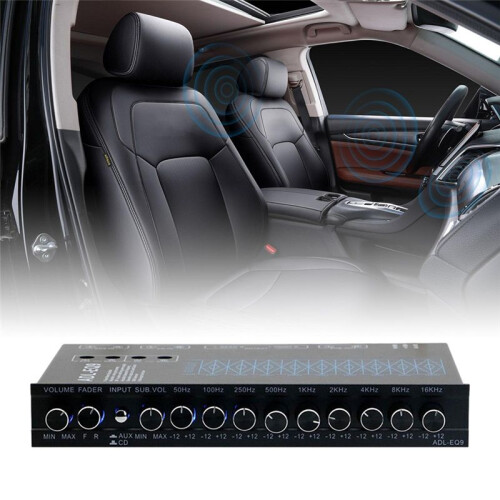 9 Band Equalizer High Performance 9 Equalization Bands 12V  for Boat RV Car Metal with CD AUX Input DSP Chip Output 1