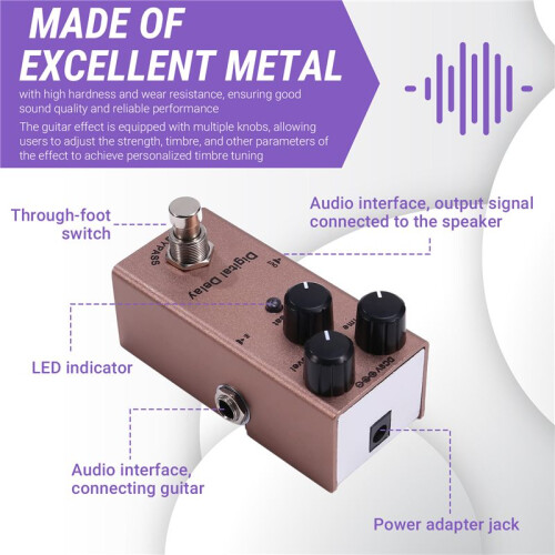 Elgitarreffektpedal Elgitarrpedal Digital Delay för Elgitarr 1