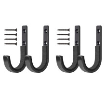 4PCS Metal Wall-Mounted J Hook Tool Hook Storage Racks are Suitable for Tool Houses and Homes Black