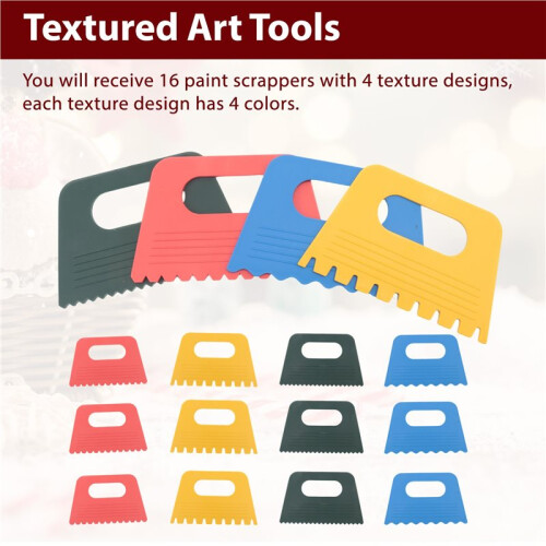 16 PCS Textured Art Tools, Plastic Paint Scrapers Kit, Texture Tools for Plaster Art Paint Scrapers,for Texture Art 1