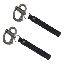 2pack Mask Quick Release Shackle with Leather Handle for Firefighter, 316 Stainless Steel Fixed Snap Shackle Lanyard