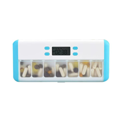 Pill Organizer Electronic Timing Reminder Storage Case Timer Weekly Pills Container Alarm Box for Traveling B