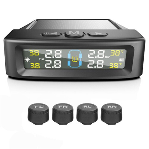 Bil Externa Däcktryckssensorer Solenergi TPMS Däcktrycksövervakningssystem Däcklarm Digital Display