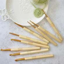 9 Stuks 135mm Bamboe Haaknaald Houten Handvat Haaknaalden Breinaalden Sets voor Het Maken van Naaidekens Garen Ambachten