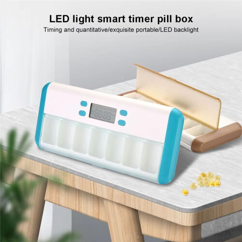 Pill Organizer Electronic Timing Reminder Storage Case Timer Weekly Pills Container Alarm Box for Traveling B 1