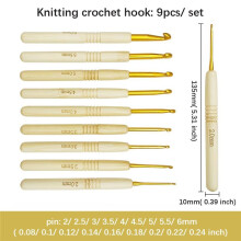 9pcs 135mm Bamboo Crochet Hook Wooden Handle Crochet Hooks Knitting Needles Sets for Making Sewing Blankets Yarn Crafts