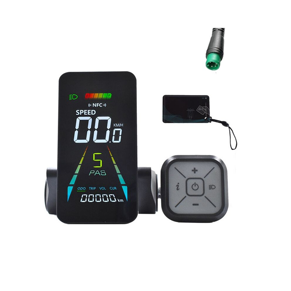 E-Bike Nfc Lcd Display Color Animated Meter 24V/36V/48V/60V Uart Speedometer Electric Scooter Nfc Lcd Meter 5Pin Black 6034021349996
