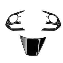 3 Piezas Cubierta del Panel del Volante Accesorios Interiores de la Cubierta del Embellecedor del Bisel para Harrier Venza XU80 2020 2021 Negro