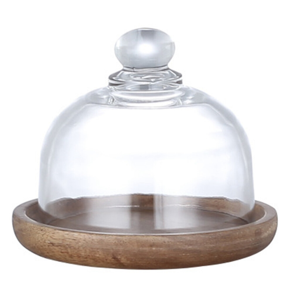 Multifunctional Dessert Serving Stand Acacia Cake Dish With Dome Lid Platter Cake Plate For Home Hotels 4711551485135