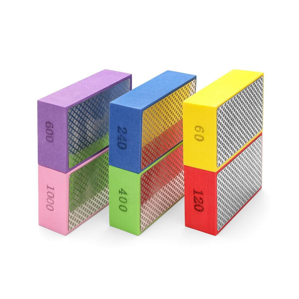 6Pcs Diamond Hand Polishing Pads, Wet & Dry Diamond Sanding Pads 60 120 240 400 600 1000 Grit 4761042797827