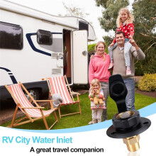 RV-Wassereinlass, RV-Stadteinlass mit Rückschlagventil, RV-Wasserschlauchanschluss mit Abdeckung, 3/4NH Weiblich auf 1/2NPT Männlich