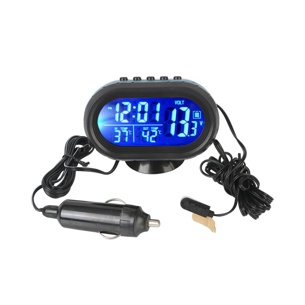 Interior Accessories 3 in 1 Car Voltmeter Thermometer Backlight LCD Digital Noctilucous Clock 12V/24V Car Electronic