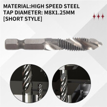 M8X1.25mm High-Speed Steel 4341 Titanium Plated Composite Tap Drill and Tap Integrated Machine Tap Open and Chamfer Tool