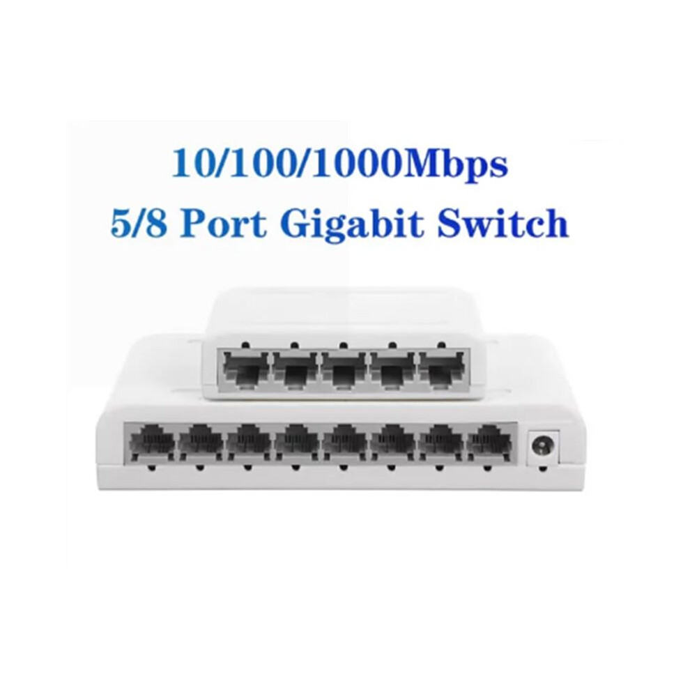 5 Port Gigabit Data ,Network Hub,Desktop Ethernet Splitter,Plug & Shielded Fanless Quiet Portable 4713786165134