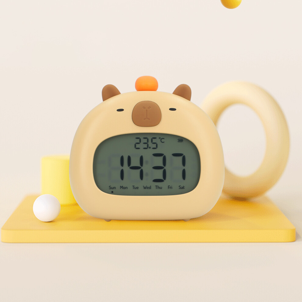 Capybara Alarm Clock With Night 800Mah Rechargeable, 120X78x112mm Light