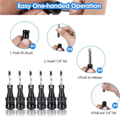 Bit Holder 1/4 Inch Hex Screwdriver Bits Holder Extension Bar Keychain Screw Adapter Drill Drill Bits Holder Black 1