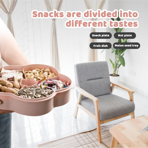 Snack Storage Box, Flower Shape Snack Tray with Lid,Nut Candy Food Storage Box,Fruit Box Dry Fruit Container, 2