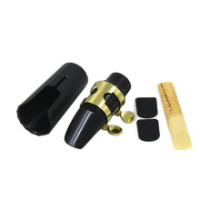Plastic Sopraan Sax Mondstuk met Metalen Dop Gesp Riet Mondstuk Patches Pads Zwart