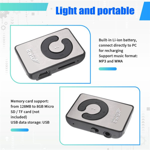 Music MP3 Player with USB Cable with Headphones Black 2