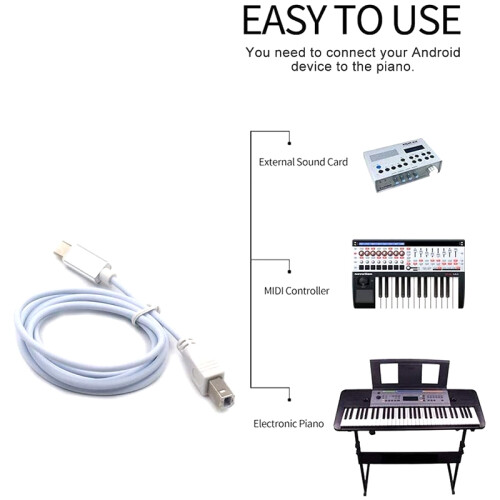 Midi USB Tipo B para Cabo Conector Micro-USB, Cabo Adaptador, Cabo de áUdio de Piano 2