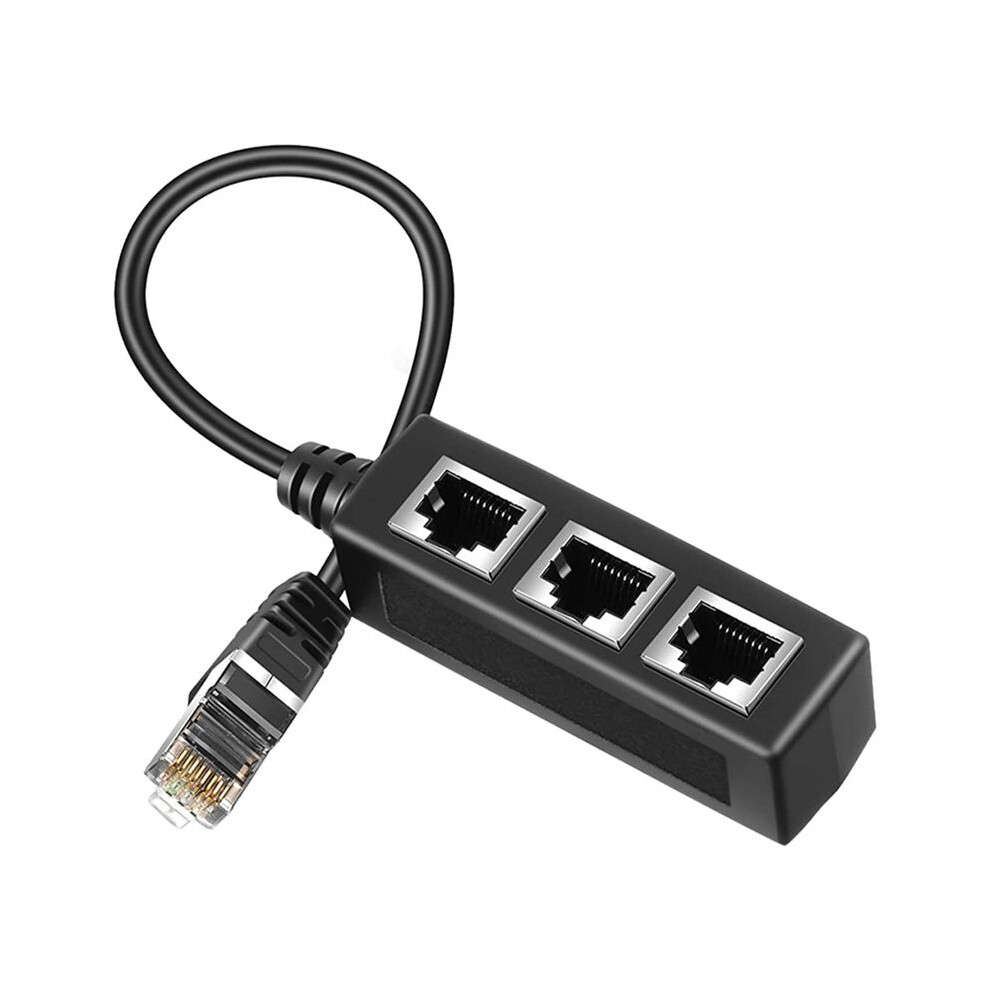 Rj45 Ethernet Splitter Adapter, Ethernet Splitter 1 To 3 For Home, Office, School Network Expansion Gold 4711284627185
