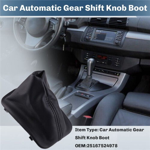 Car Automatic Gear Shift Knob Boot PU Leather Dust Cover 25167524978 for  X5 E53 2000-2006 1