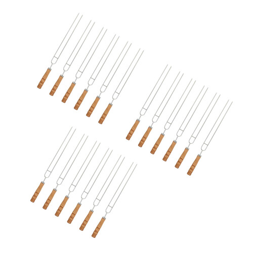 18Pièces À Barbecue Acier Bois Double Durable Argent 2