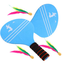 1Ensemble Raquettes Badminton Enfants Bois Plume Coloré Pour Intérieur