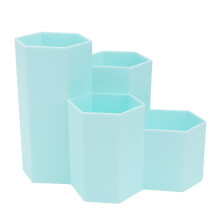 1Pc Blue PP Plastic Desktop Pen Holder Pencil Pot with 4 Compartments