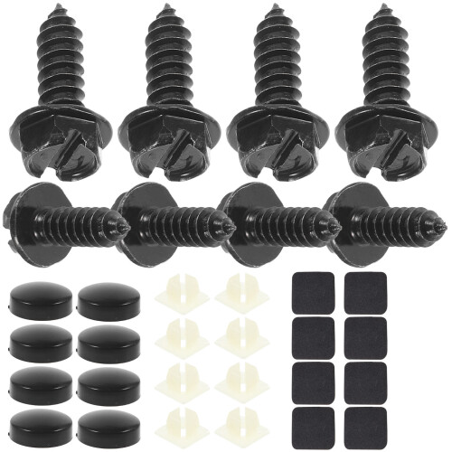 24Ensembles Fixations Plaque Auto Noir Acier Inox Vis Antivol Durable 1