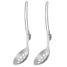 6Pcs Silver Stainless Steel Slotted Spoon Foldable Cooking Tool Set