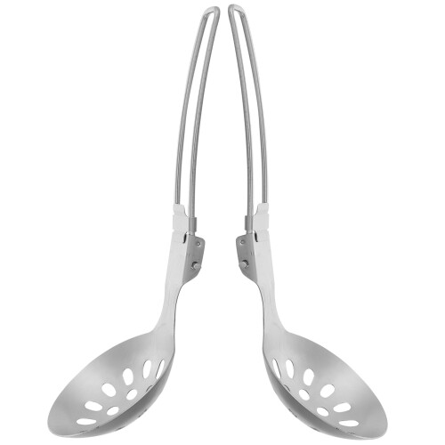 6Pcs Silver Stainless Steel Slotted Spoon Foldable Cooking Tool Set 1