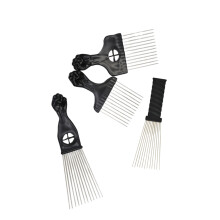 4Pcs Rat-Tail Comb Steel Wire Clip Barber Tool For Home Black