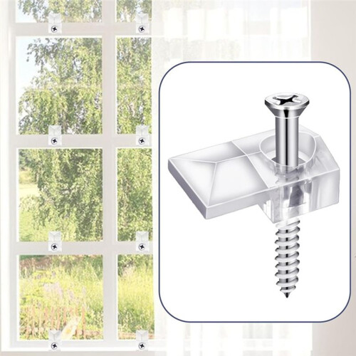 32Pack Mirror Holder Clips,Clear Plastic Mirror Clip,Frameless Mirror Mounting Hardware,Mirror Holders for Wall Mounting 1