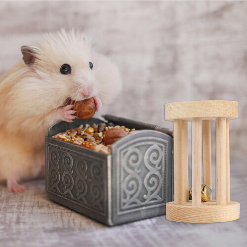 1Ensemble Hamster En Bois Coloré Avec 2
