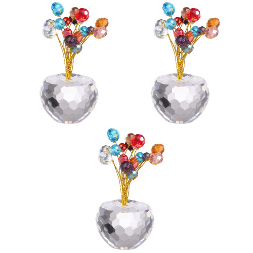3Pcs Multi Crystal Tree Fengshui Paperweight Car Interior Table Decor 2