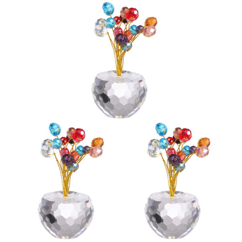 3Pcs Multi Crystal Tree Fengshui Paperweight Car Interior Table Decor 1