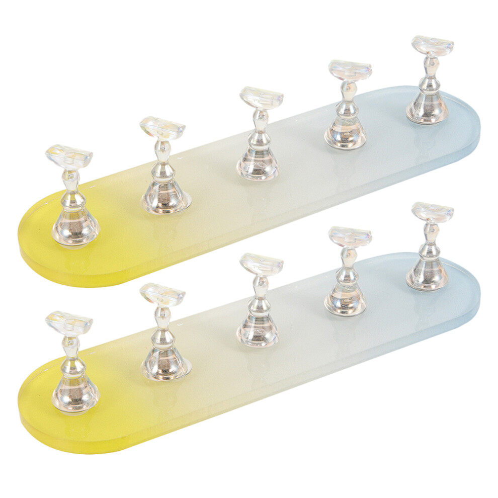 Villcase 6Sets Multi Acrylic Fake Nail Holder Long Strip Press On Nail Stand