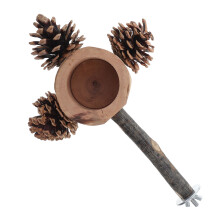 4Pcs Wooden Parrot Perch Play Stand Coffee Color Feeding Cup for Birds