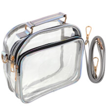 4Pcs Clear PVC Shoulder Bags Silver Crossbody Stadium Purses