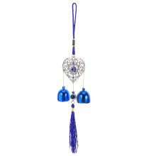 2Pcs Blue Metal Evil Eye Wind Chime Hanging Decor for Home Protection