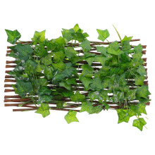 4Pcs Wooden Garden Trellis Faux Green Leaves Retractable Privacy Fence