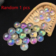 (1pcs)White Rainbow Aura Sphere Titanium Seed Quartz Crystal Ball Healing Decor