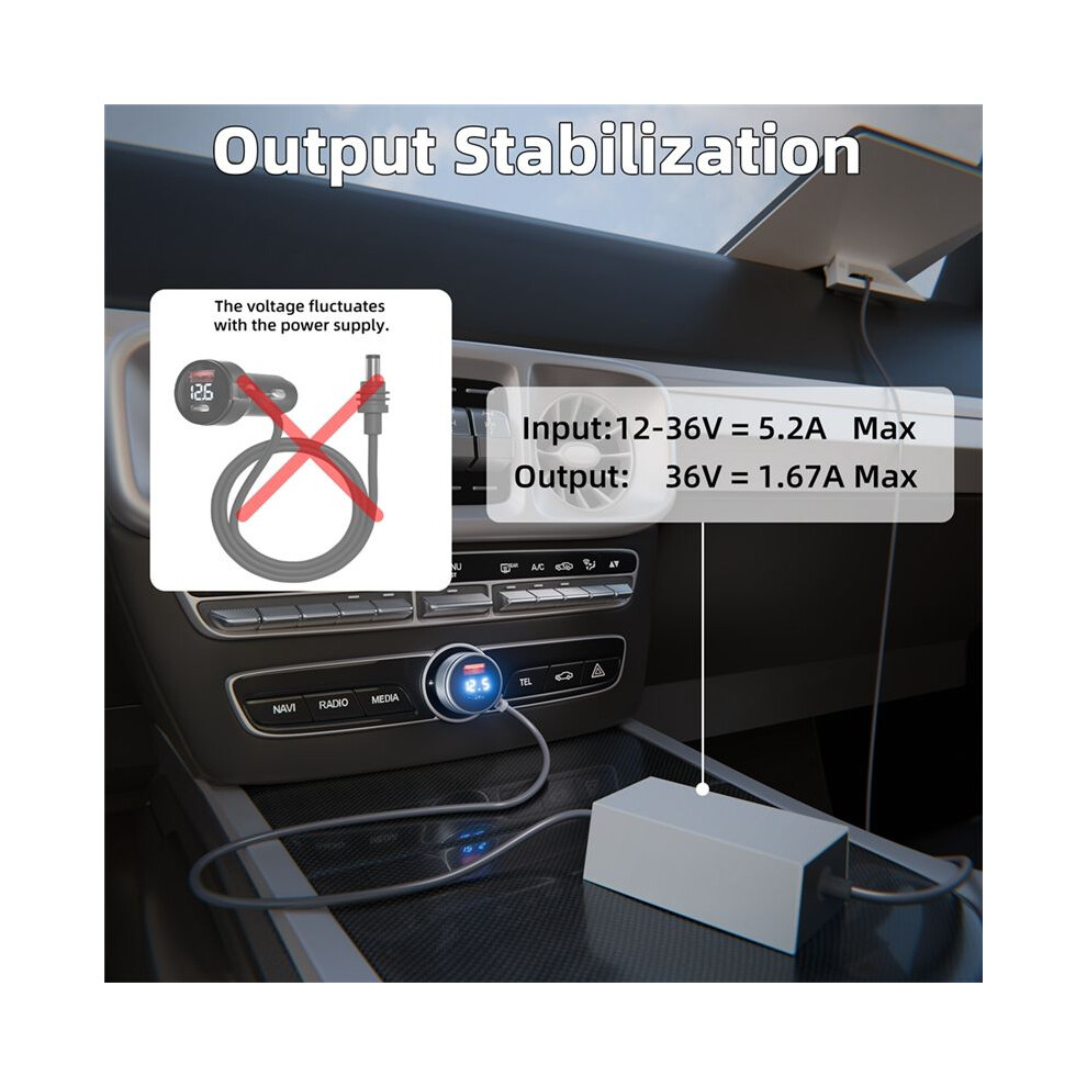 For Starlink Cigarette Lighter Adapter With Digital Display 12V-36V Car Adapter With Step Converter For Rv Cars 6031264487263