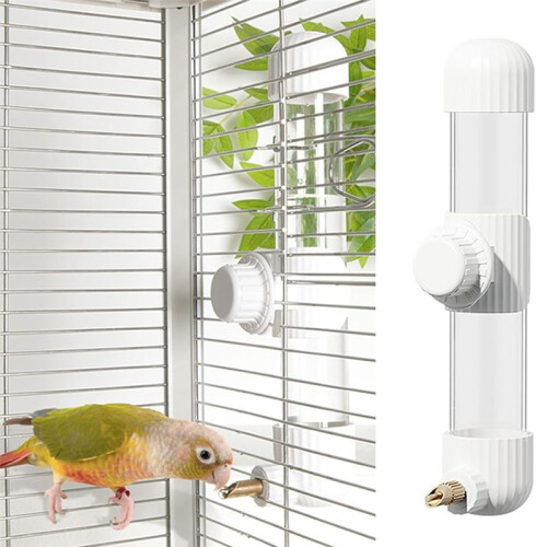 No Mess Bird Water Dispenser, Automatic  Water Feeder with Spring Valve, Clear Cage Water Drinker 1