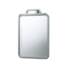 Large Stainless Steel Chopping Board Double-Sided Metal Cutting Board with Ceramic Sharpener for Kitchen