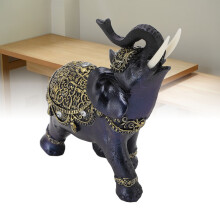 Blue Resin Elephant Figurine Feng Shui Wealth Lucky Home Decor L