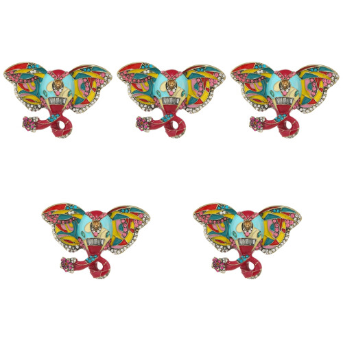5Stk Elefant Anstecknadel Emaille Brosche Retro Schmuck 2
