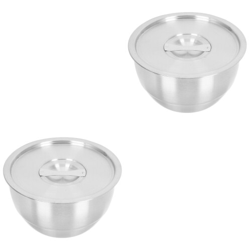2Stk Silberne Edelstahlschüssel Gedämpft Mit Deckel Für Suppe 2